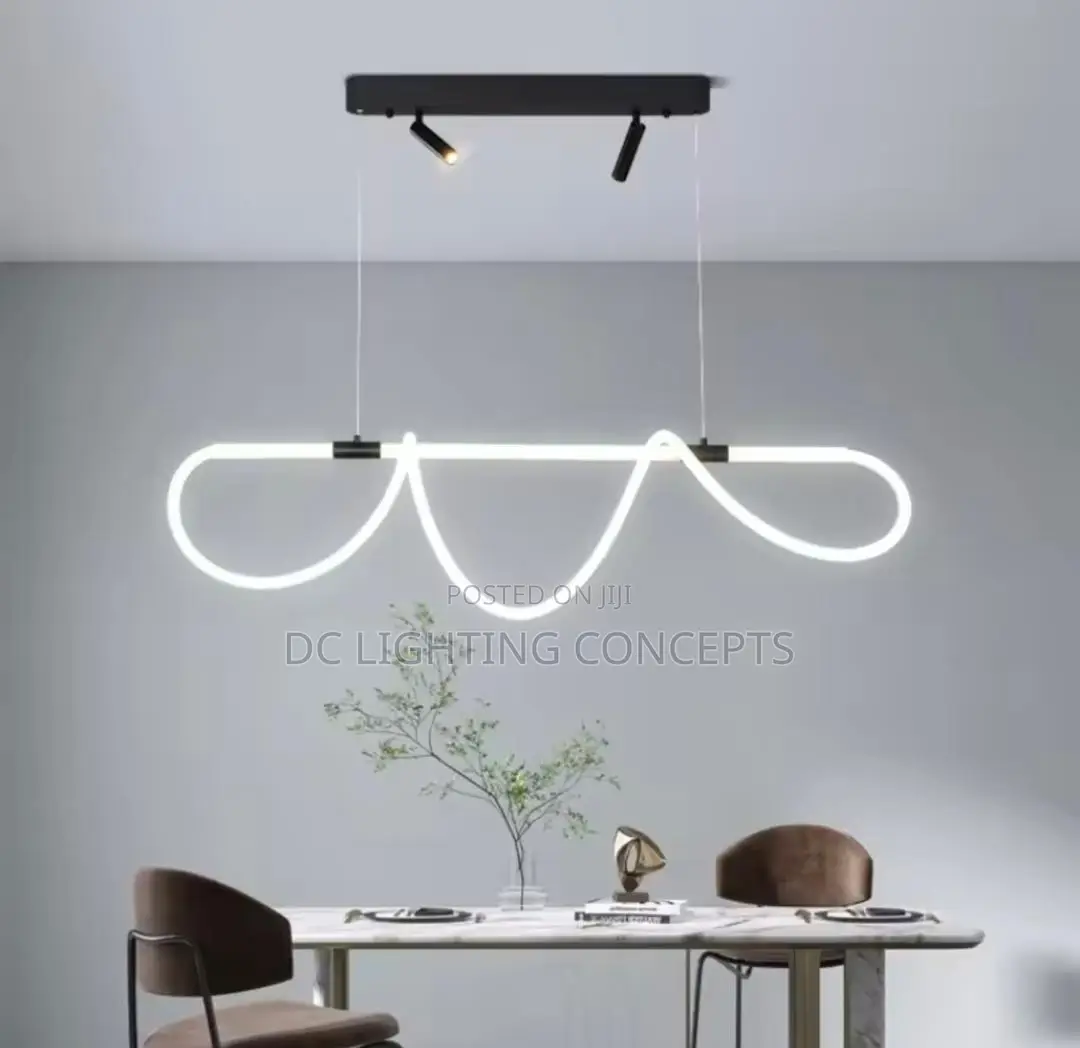 Modern Minimalist Linear Wavy Silicone Tube Led Light With Spotlight.