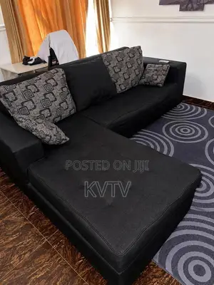 5 Seater L-Shaped Sofa - Black