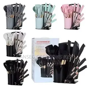 Premium 19-in-1 Silicone Cooking Spoon Set With Knife Chopping Board