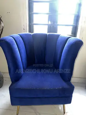 Single Seater Velvet Living Room Chair With Footstool