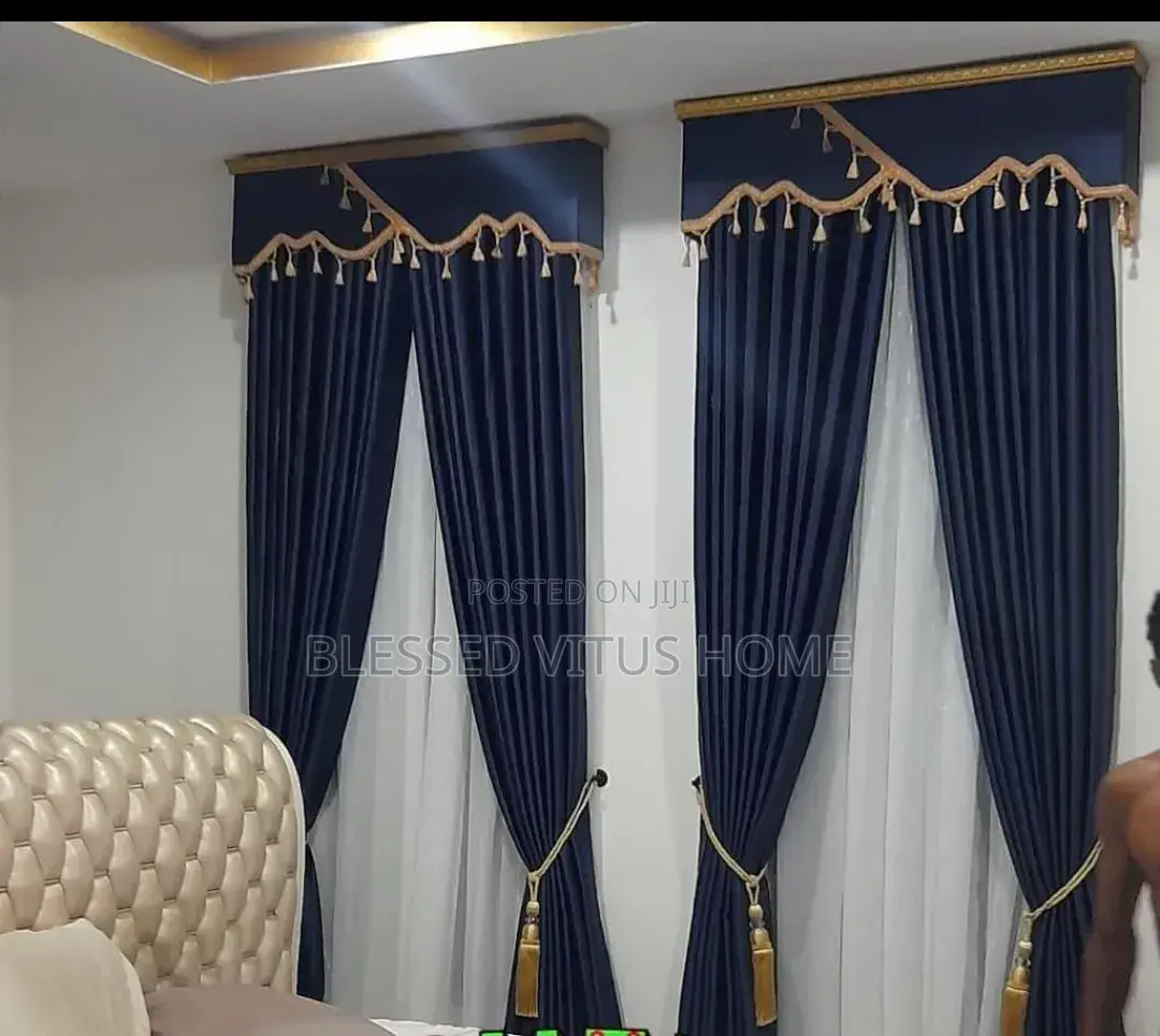 Deep Blue Turkish Luxury Curtain Set