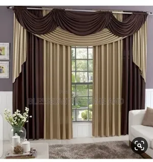 Premium Royal Curtain Set Brown and Beige Design