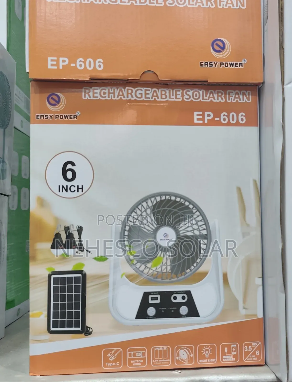 6" Easy Power Solar Table Fan