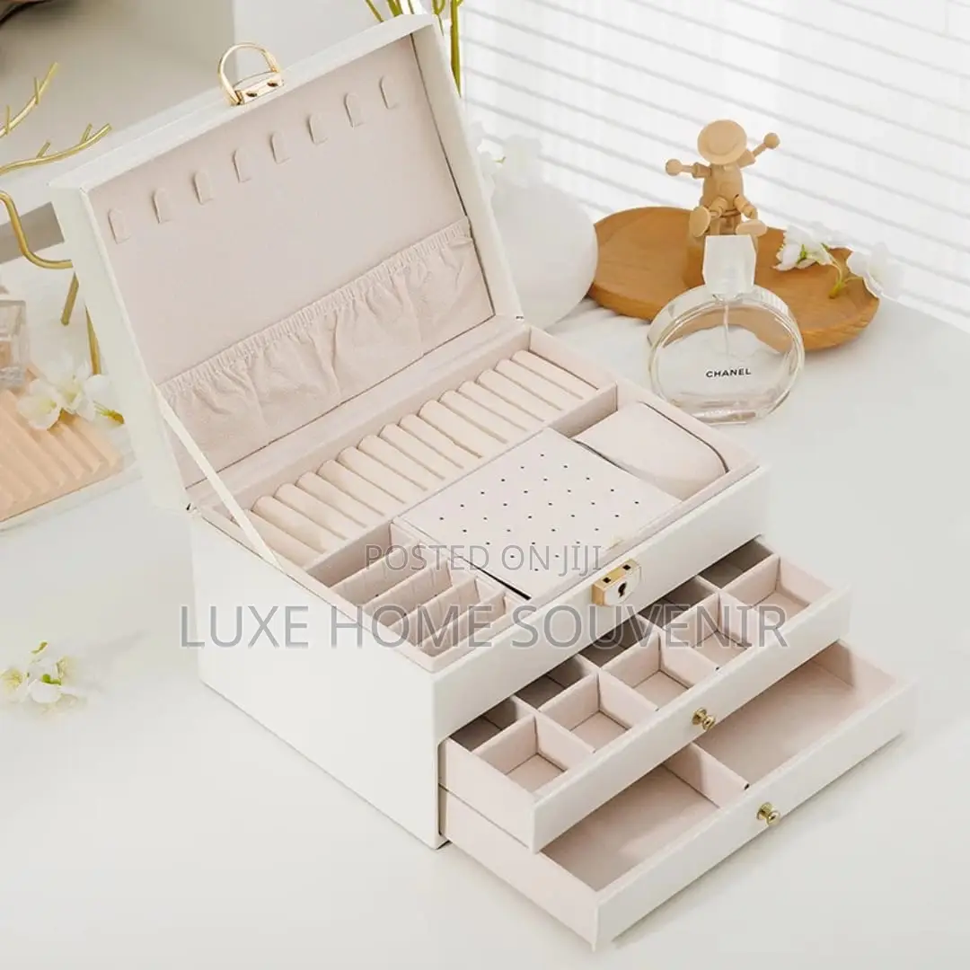 3 Layer Multifunctional Leather Jewelry Box