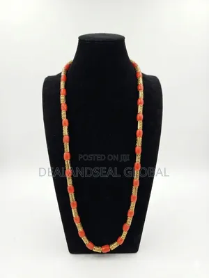 Regal Traditional Royal Coral and Textured Gold Filigree Bead