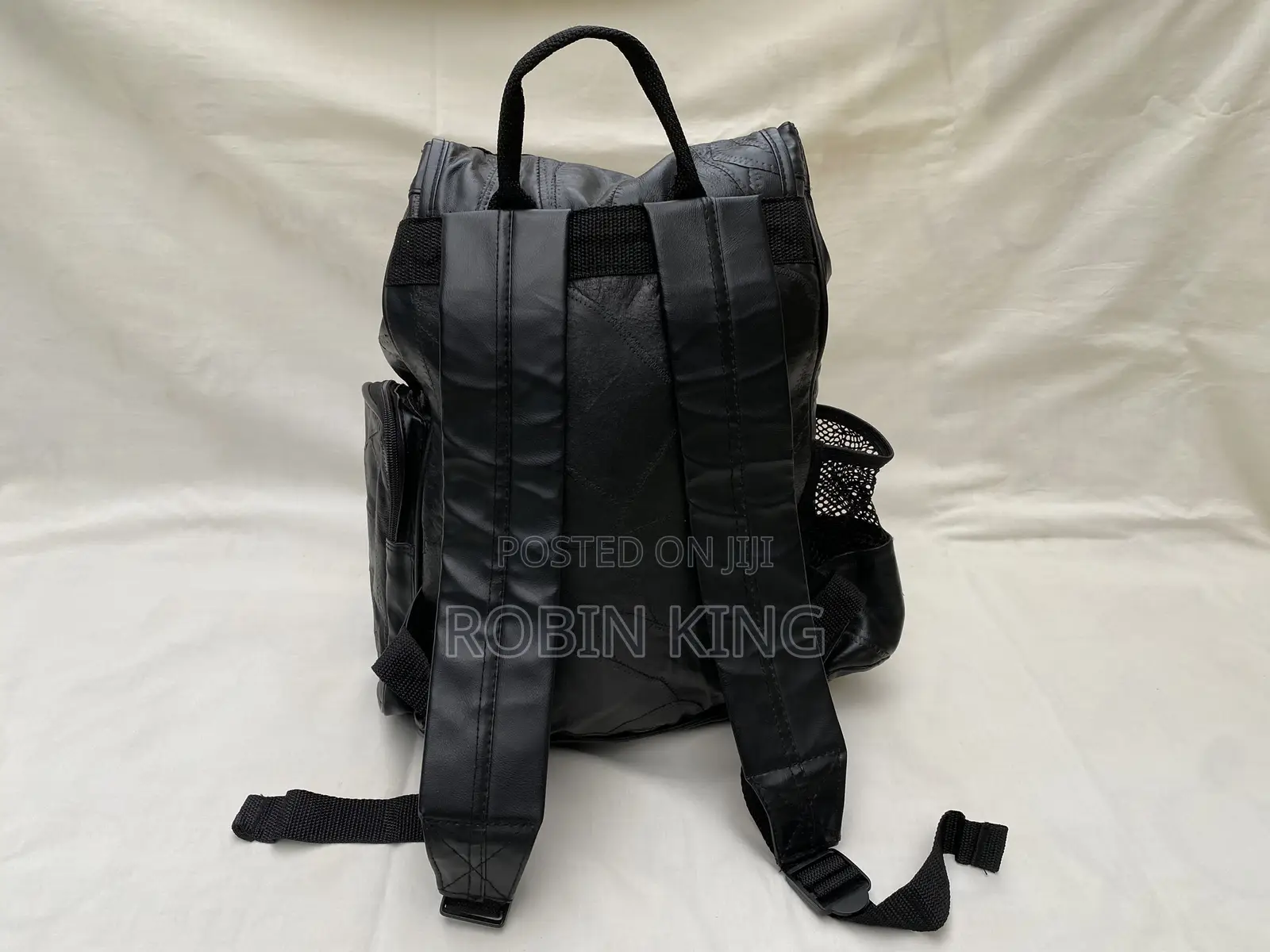 Diamond Plate Buffalo Leather Motorcycle Biker Backpack Bag Size M