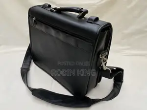 A P C Genuine Leather Messenger Briefcase Black Bag Size Medium