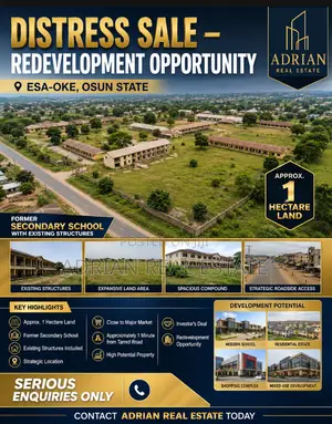  Distress Sale: 1 Hectare Redevelopment Opportunity in Esa-Oke