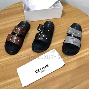 Celine Quality Luxury Men Genuine Leather Slide