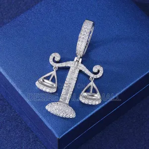 VVS Moissanite Diamond Justice Scale Pendant With Cuban Neckchain 