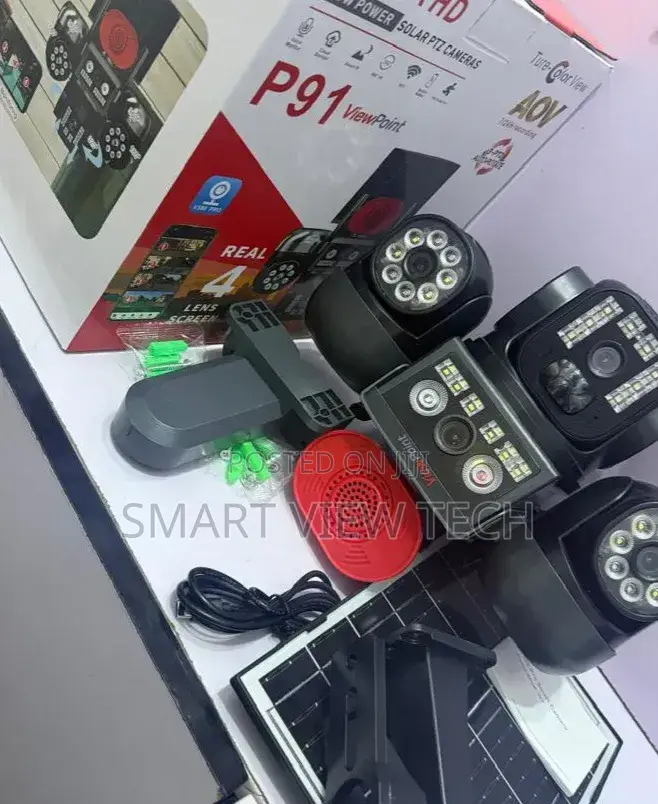 4lense 4camera Double Panel Solar CCTV