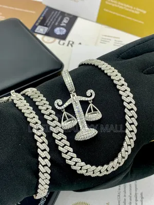 VVS Moissanite Diamond Justice Scale Pendant With Cuban Neckchain 