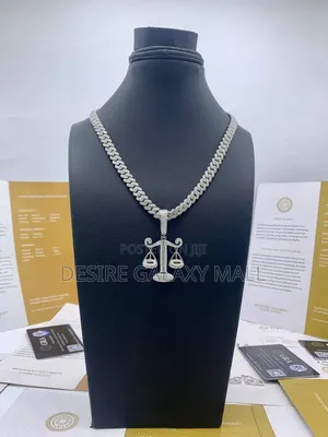 VVS Moissanite Diamond Justice Scale Pendant With Cuban Neckchain 