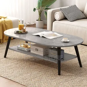 Modern Marble-Style Coffee Table With Storage Shelf