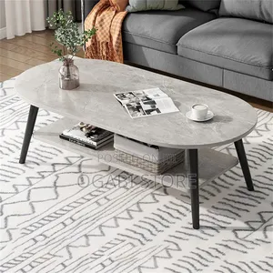 Modern Marble-Style Coffee Table With Storage Shelf