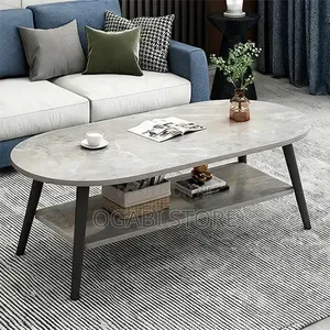 Modern Marble-Style Coffee Table With Storage Shelf