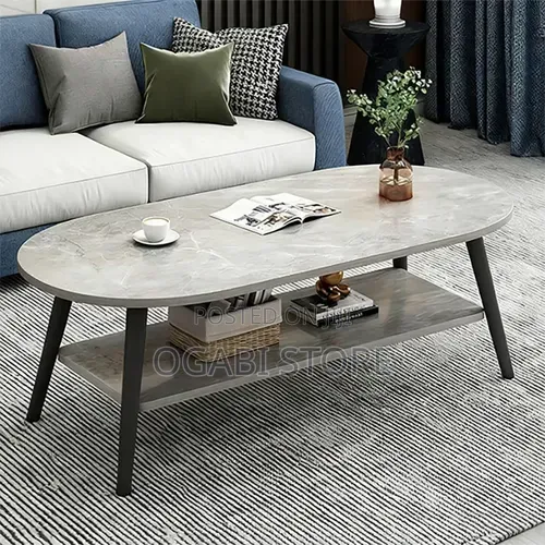 Modern Marble-Style Coffee Table With Storage Shelf