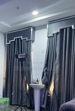 Ash Color High Quality Plain Curtains With Rings and Board