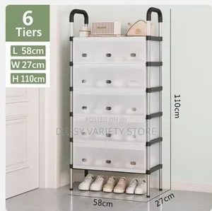 Shoe Rack Organizer 6 Tiers Dust-Proof & Stainless Steel White