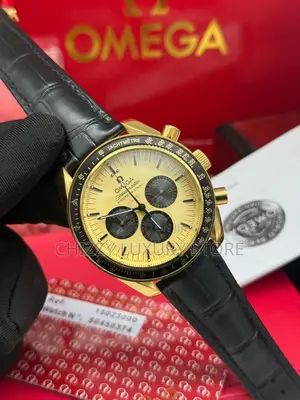 Omega Quality Luxury Men Genuine Leather Wristwatch