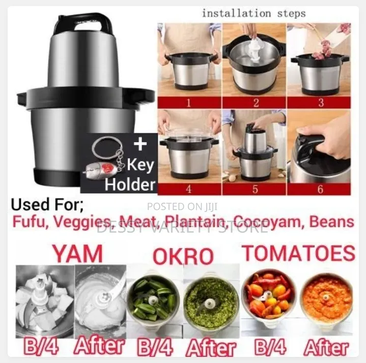 6 L- Food Processor-Yam Pounder/ Blender/Grinder+Key Holder