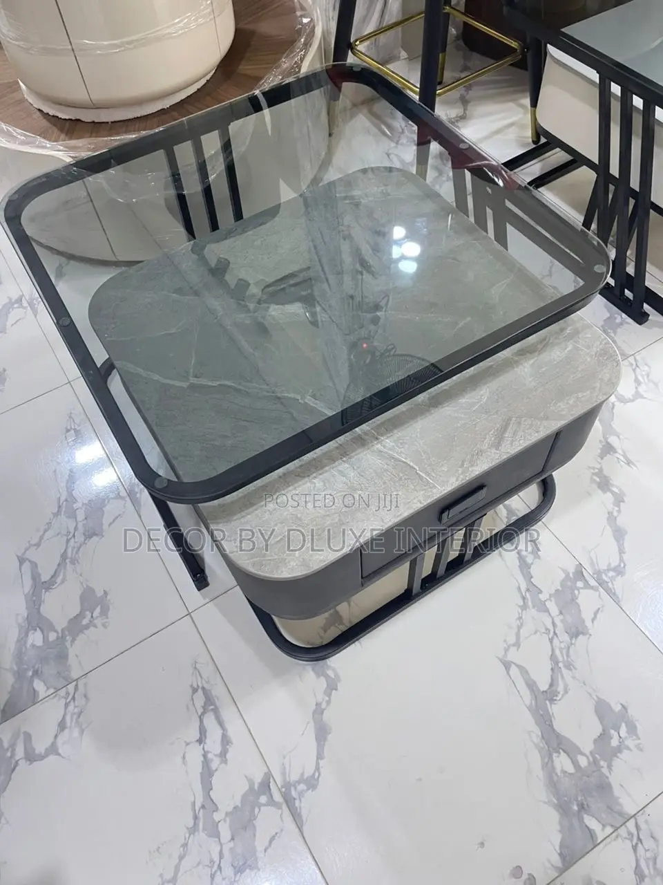 Luxury Glass Folding 2 in 1 Center Table