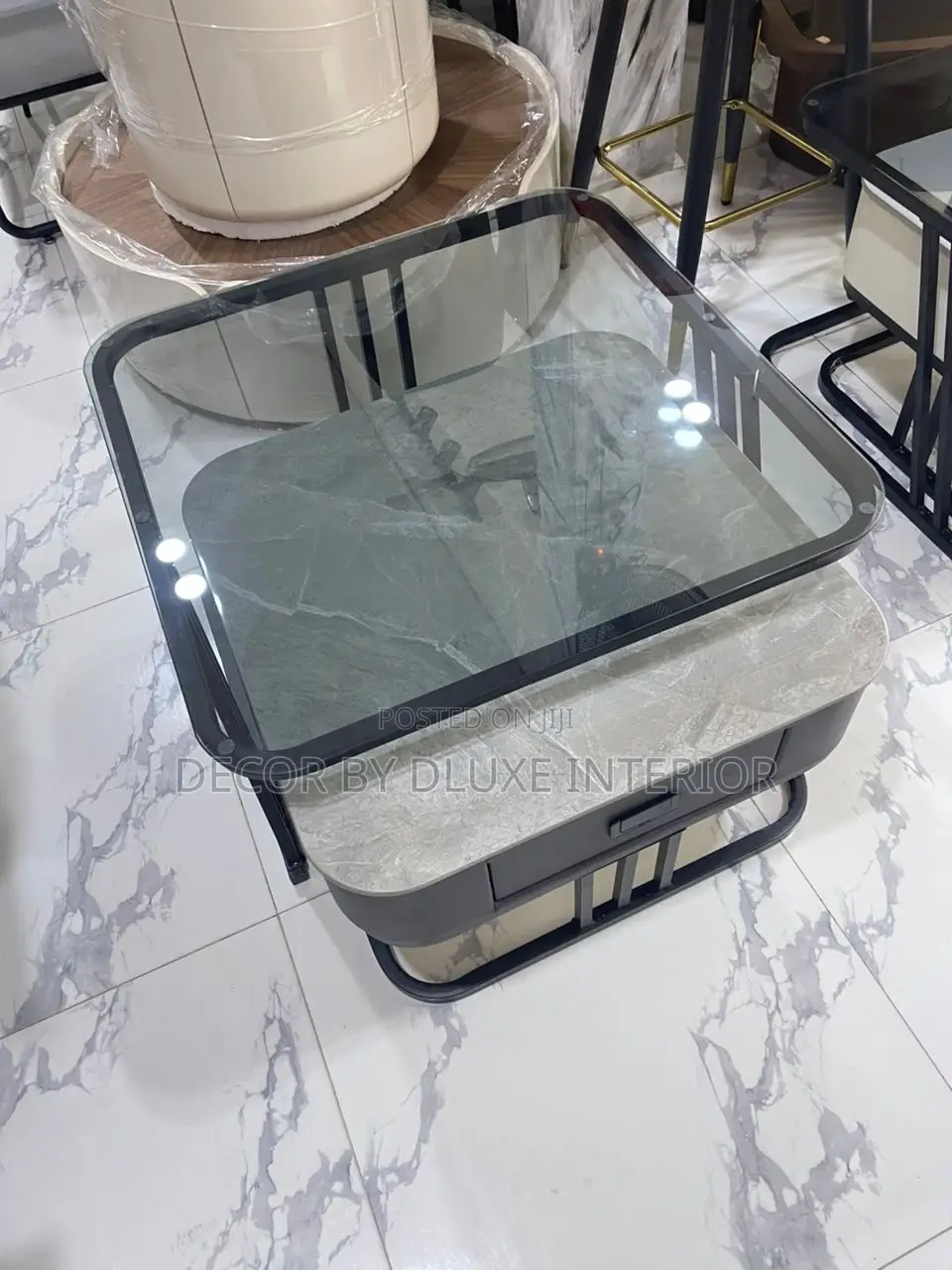 Luxury Glass Folding 2 in 1 Center Table