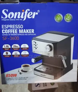 This Is a Sonifer Sf-3600 Espresso Coffee Machine Featuring a 1.6l Det