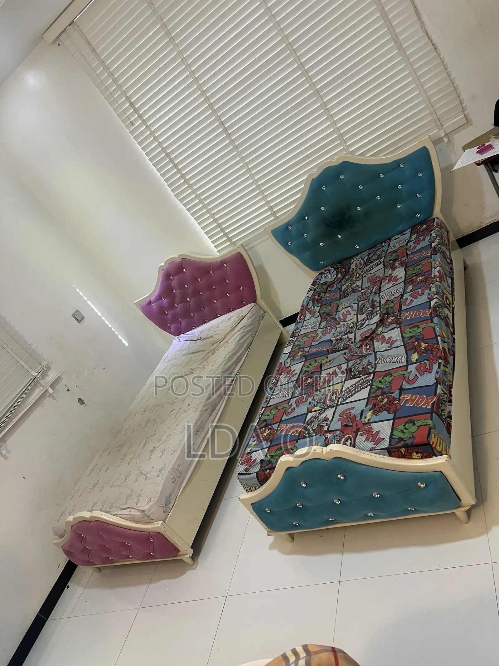 2 Complete Sets(2 Frames + 2 Mattresses + Bedsheets)