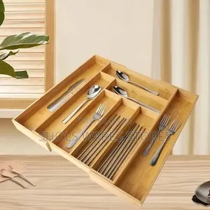 Bamboo Expandable Cutlery Organizer Tray