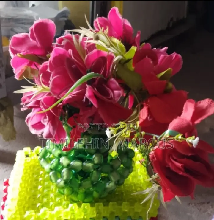 Handmade Beaded Mini- Trays Vases