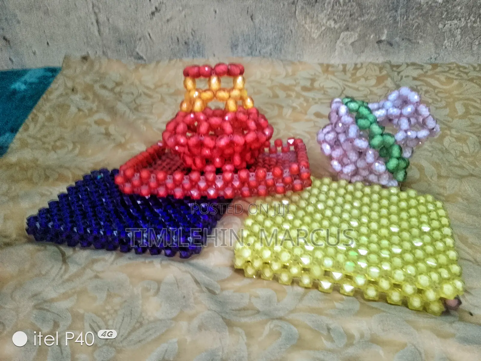 Handmade Beaded Mini- Trays Vases