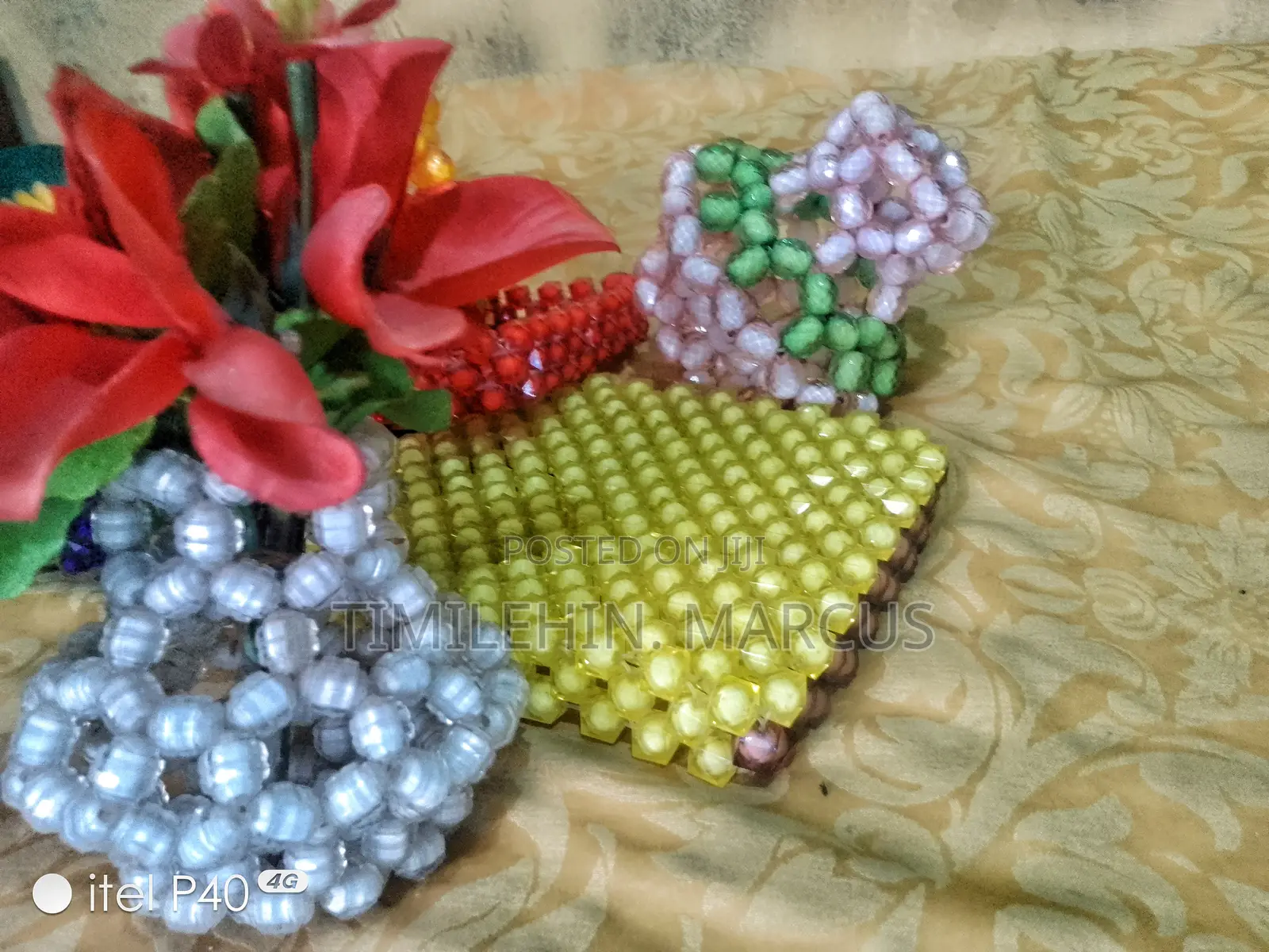 Handmade Beaded Mini- Trays Vases