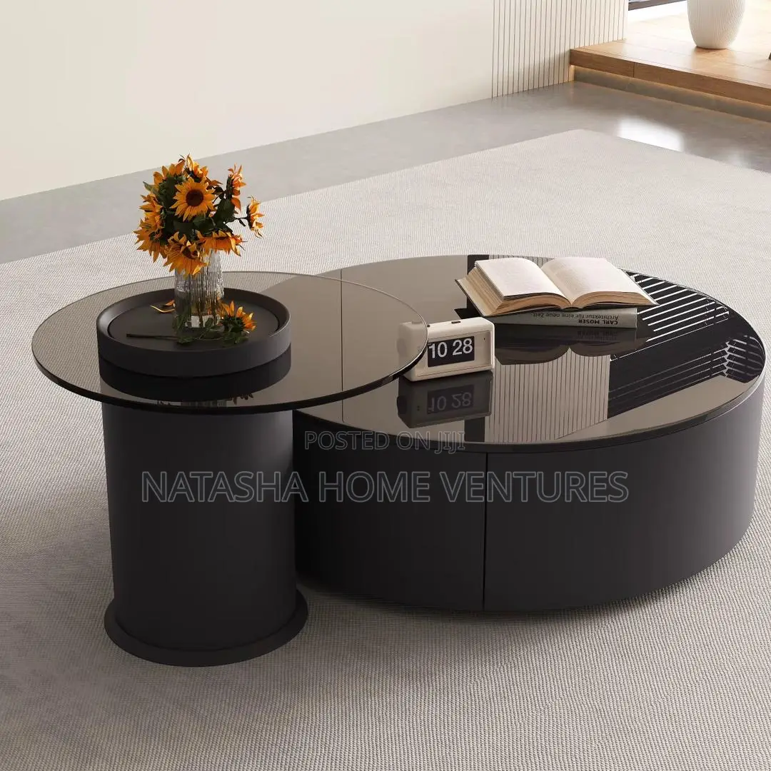 Round Nesting Coffee Table Set With Smoked Glass