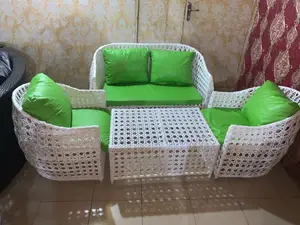White Rattan Outdoor Sofa Set – 4 Seaters