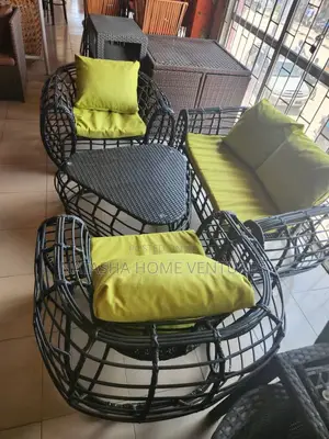 Dark Rattan Egg Chair Lounge Set With Ottoman Outdoor