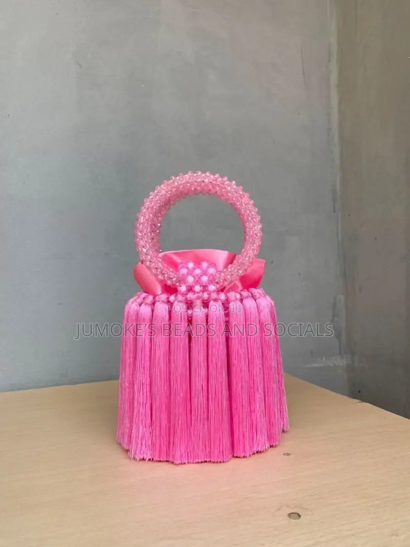 Beaded Bucket Tassel Bag