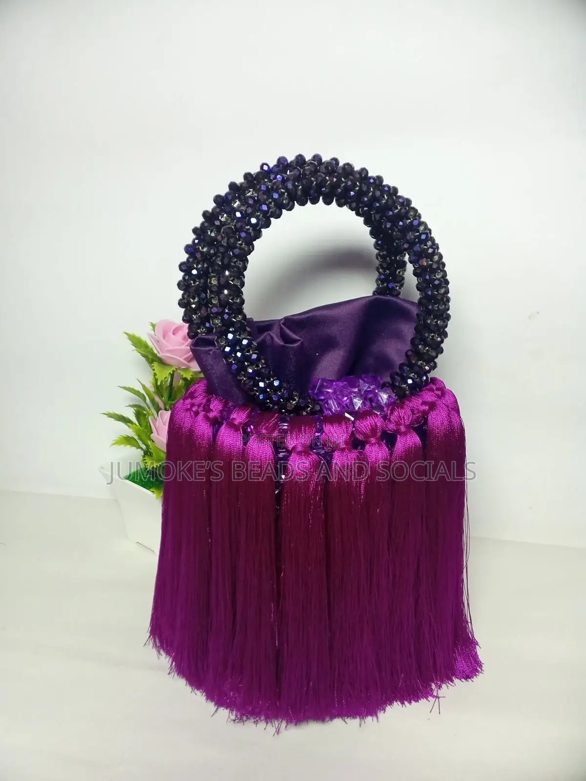 Beaded Bucket Tassel Bag
