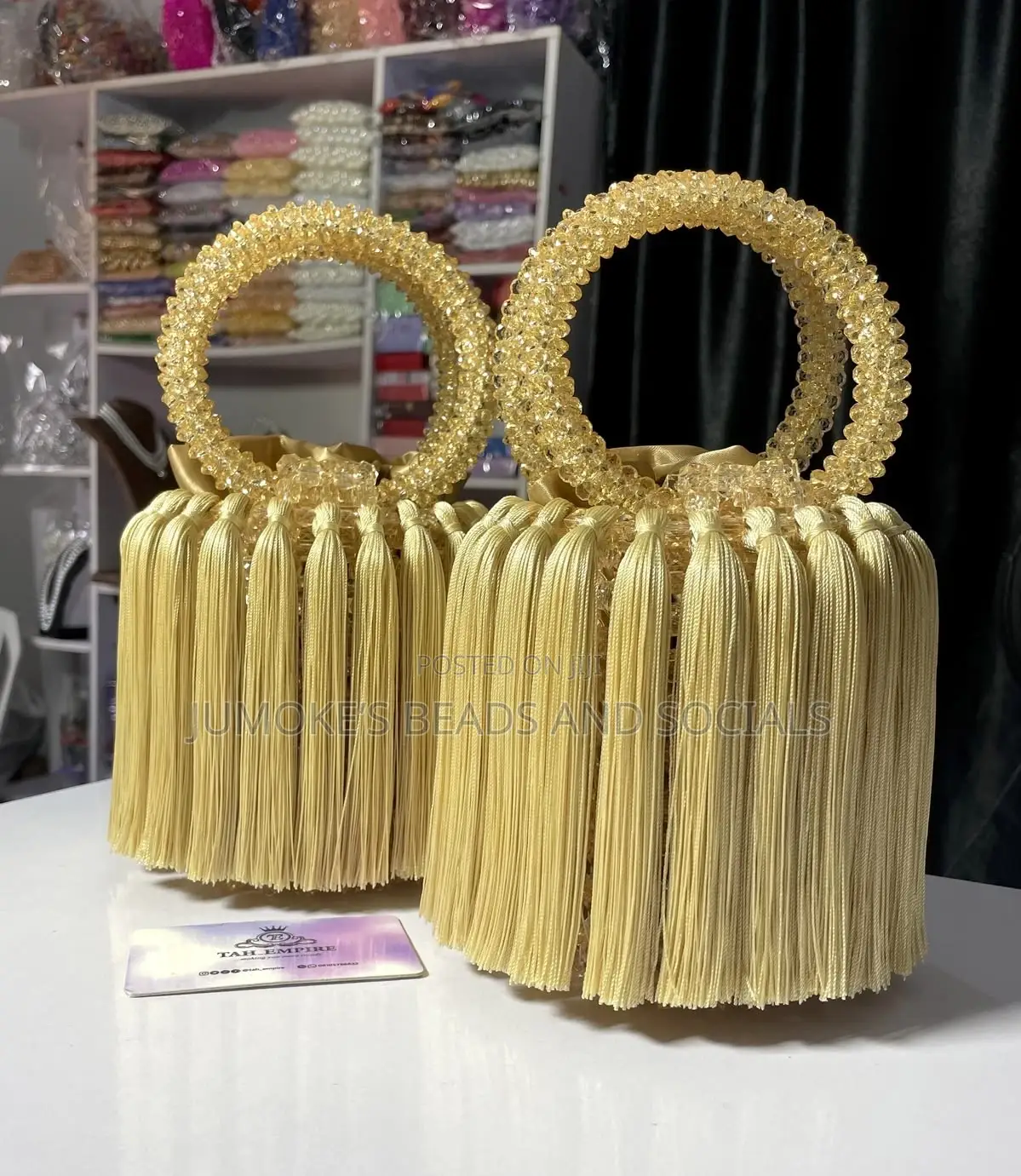 Beaded Bucket Tassel Bag