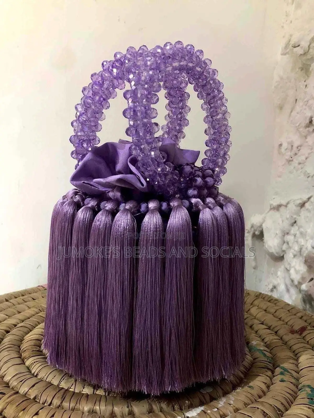 Beaded Bucket Tassel Bag