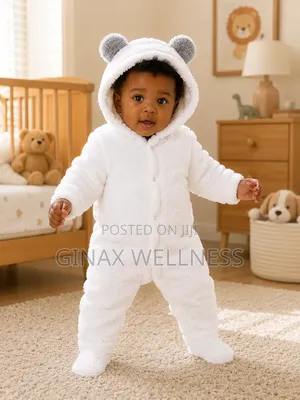 Hooded Fleece Baby Romper | Cozy Teddy Bear Baby Jumpsuit (0-12months)