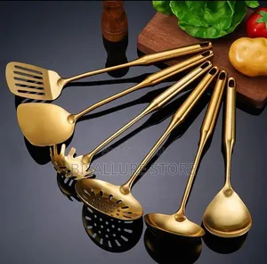 6 Pieces Stainless Gold Cooking Spoon Set