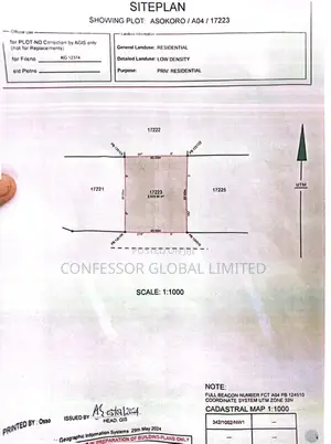 2000 SQM Residential Land in Asokoro Abuja