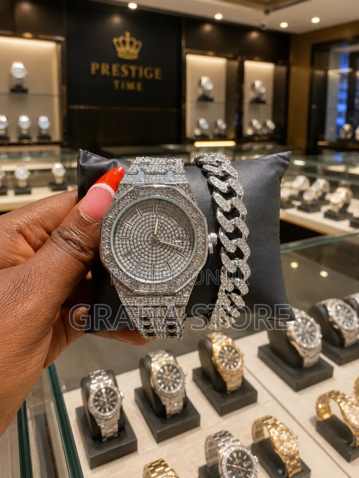Ice Out Wrist Watch With Bracelet