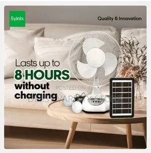 Syinix 12inches Rechargeable Fan + Solar Panel