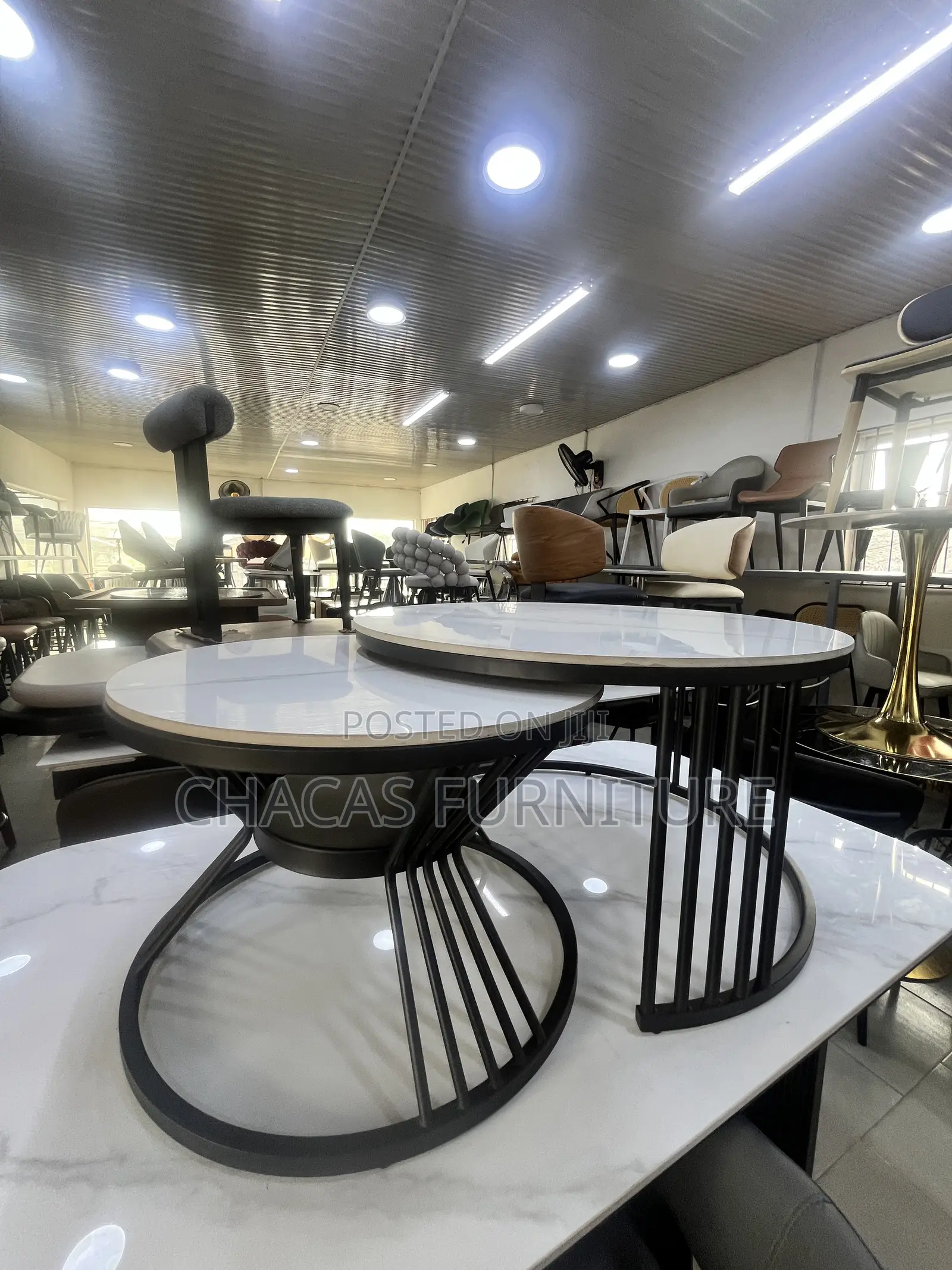 Modern Nesting Coffee Table Set – Marble Matte Black (2-Piece)