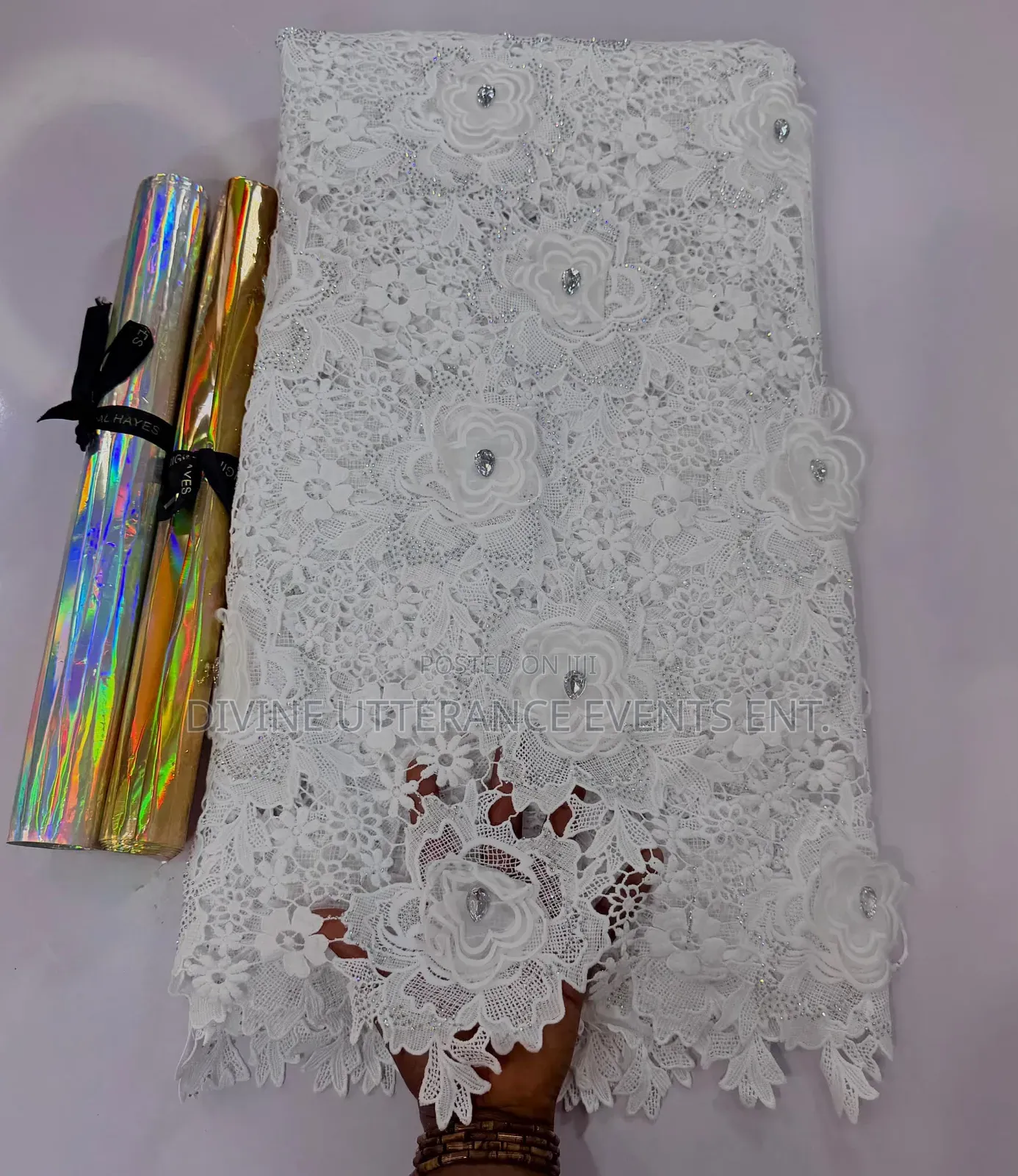 3d Luxe Crystal Guipure Lace