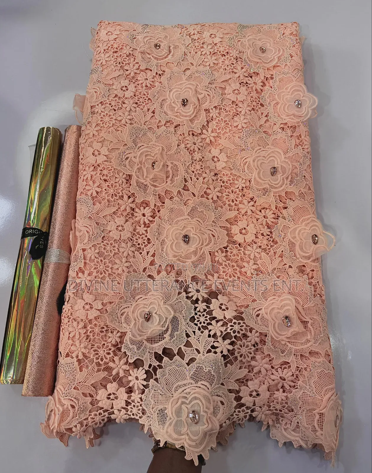3d Luxe Crystal Guipure Lace