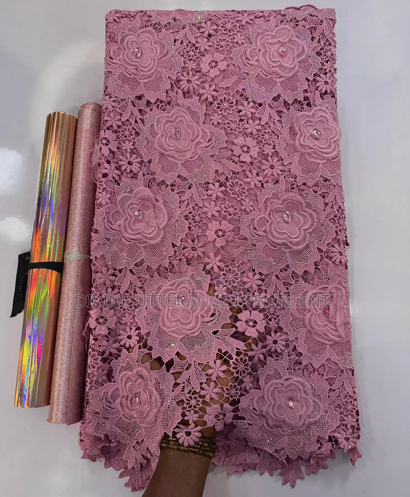 3d Luxe Crystal Guipure Lace