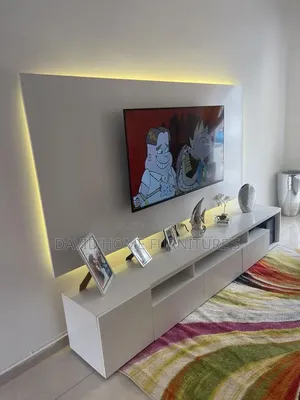 Modern Wall Mounted Tv Unit With Floating Panel and Led Backlighting.